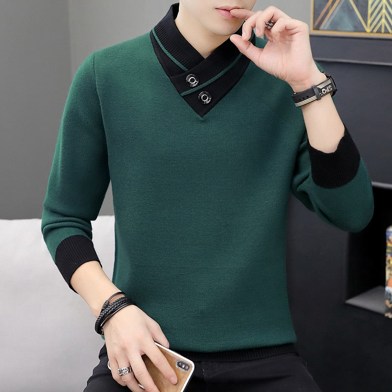 Men Autumn V-Neck Pullover Sweater